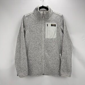 LL Bean Sweater Women's M Reg Fleece Knit Full Zip Overlay Jacket Pewter Gray